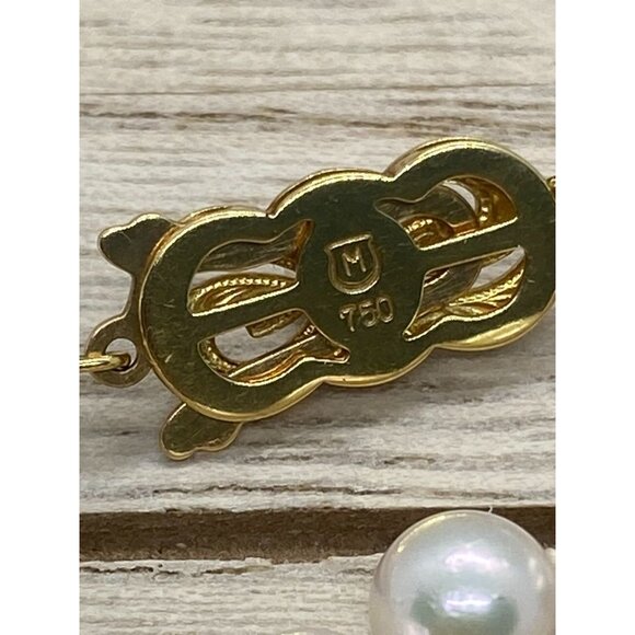 Mikimoto 18k 750 Yellow Gold Pearl Strand Bracelet Size 6.75" - Picture 5 of 8